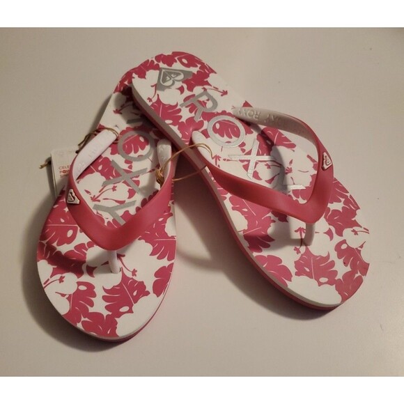 Roxy Girl's Tahiti Sandal VII (7)- White / Pink - New- Various Sizes - Picture 1 of 9